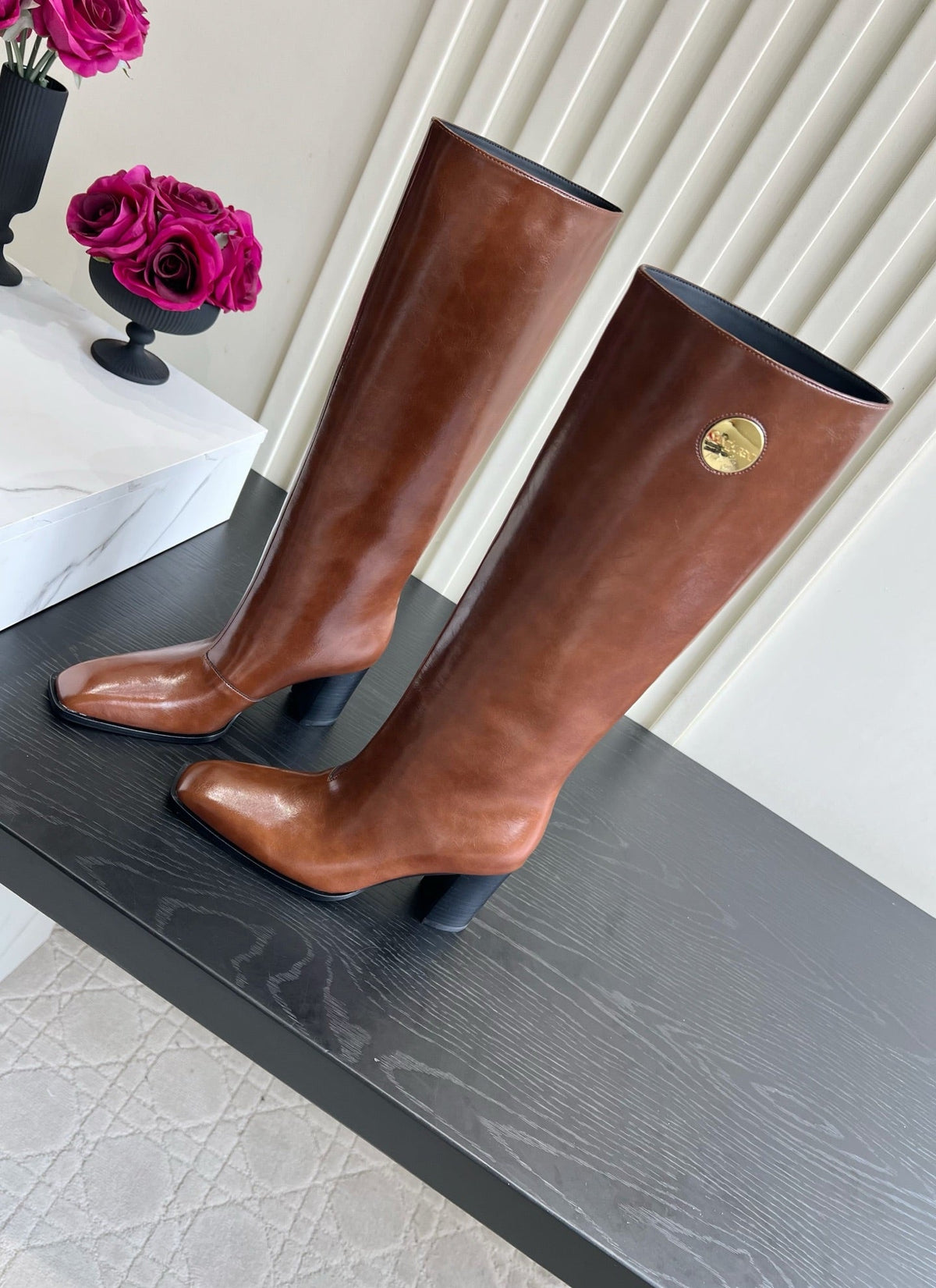YSL 2026 Square Toe Boots 70mm Leather 198192