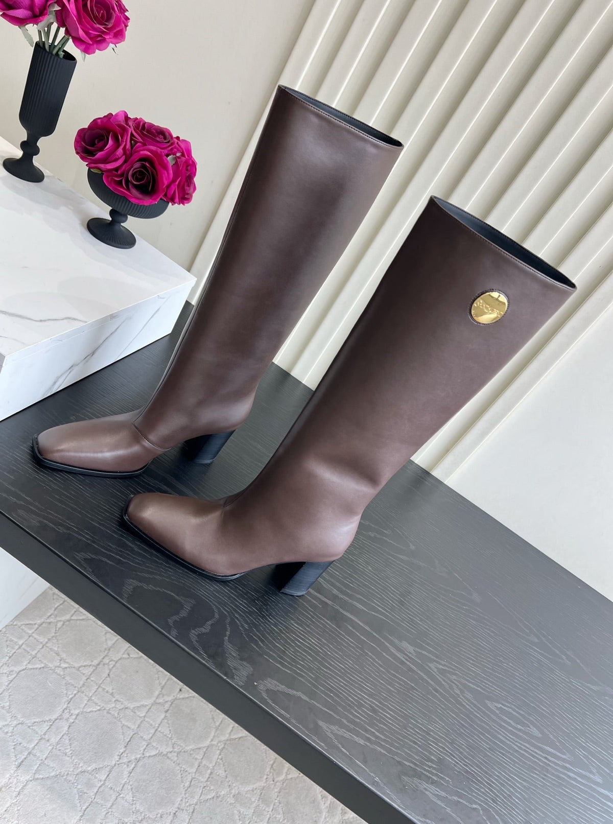 YSL 2026 Square Toe Boots 70mm Leather 198192