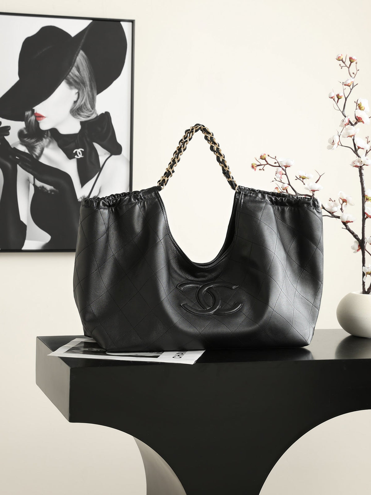 Chanel 2026 Quilted Neo Cabas Shopping Tote Bag 44cm Suede Leather