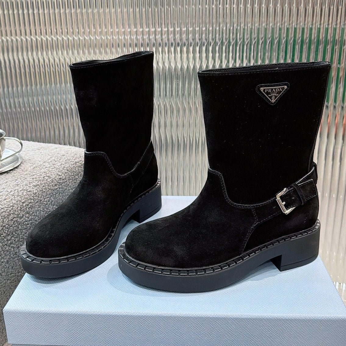 Prada 2026 Ankle Boots Suede Cowhide 148932