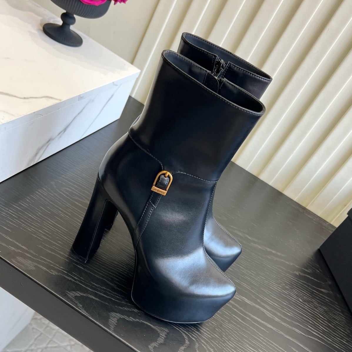 YSL 2026 Nico Platform Boots 130mm Leather 198175