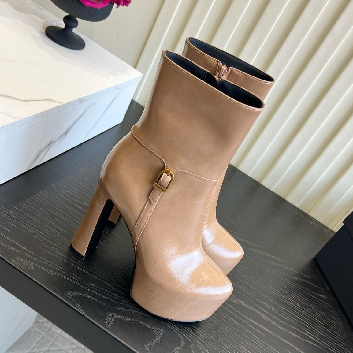 YSL 2026 Nico Platform Boots 130mm Leather 198175