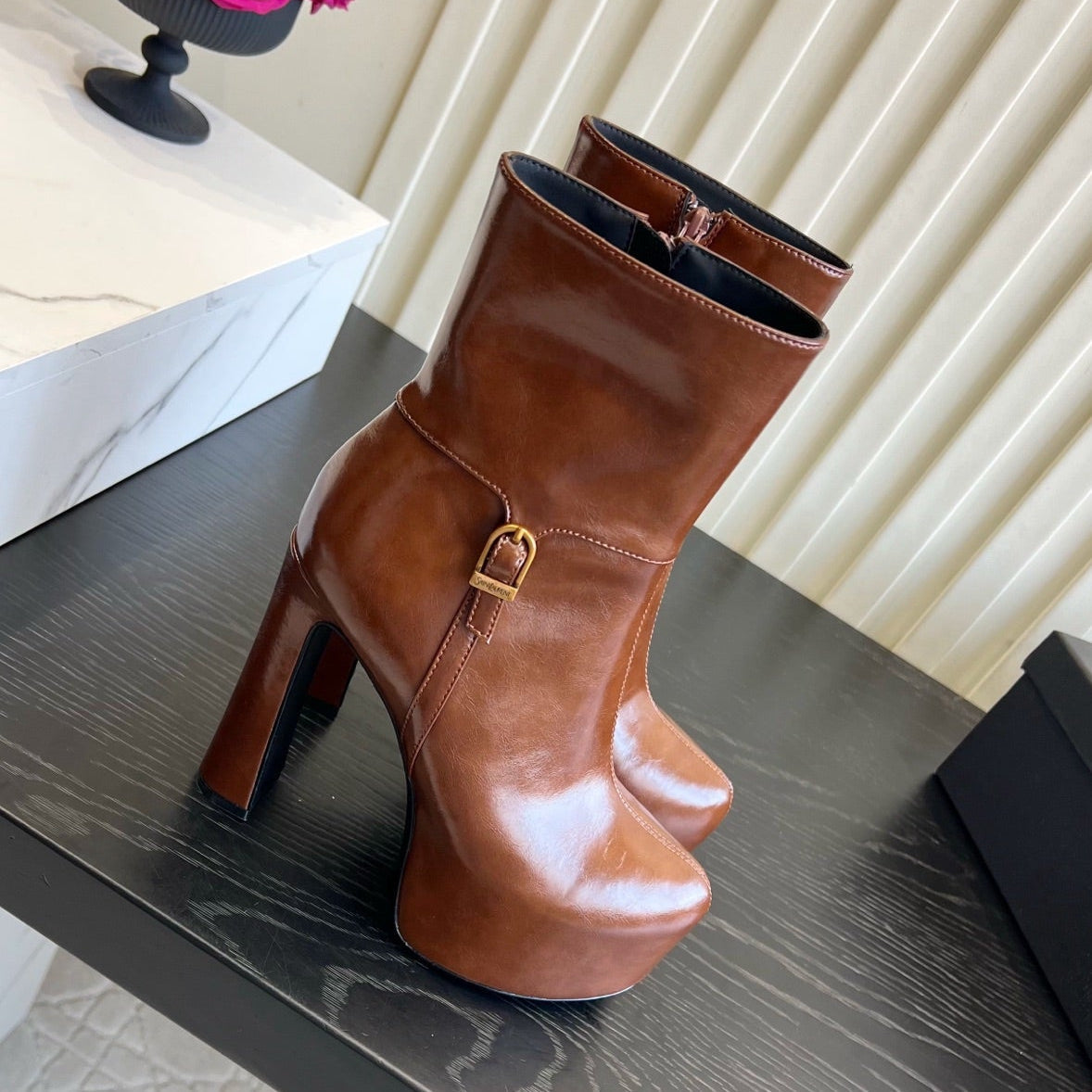 YSL 2026 Nico Platform Boots 130mm Leather 198175