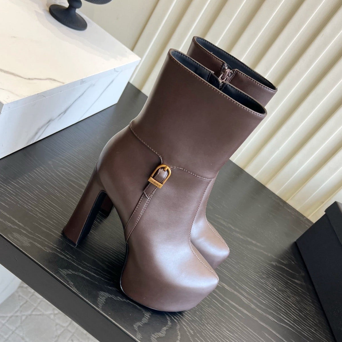 YSL 2026 Nico Platform Boots 130mm Leather 198175