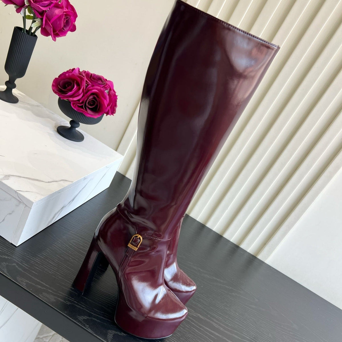 YSL 2026 Nico Platform Boots 130mm Leather 198175