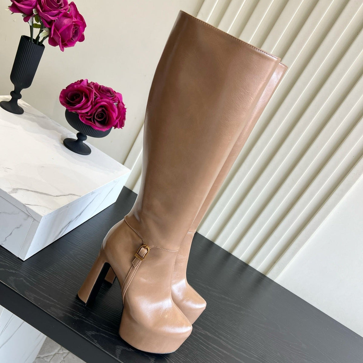 YSL 2026 Nico Platform Boots 130mm Leather 198175
