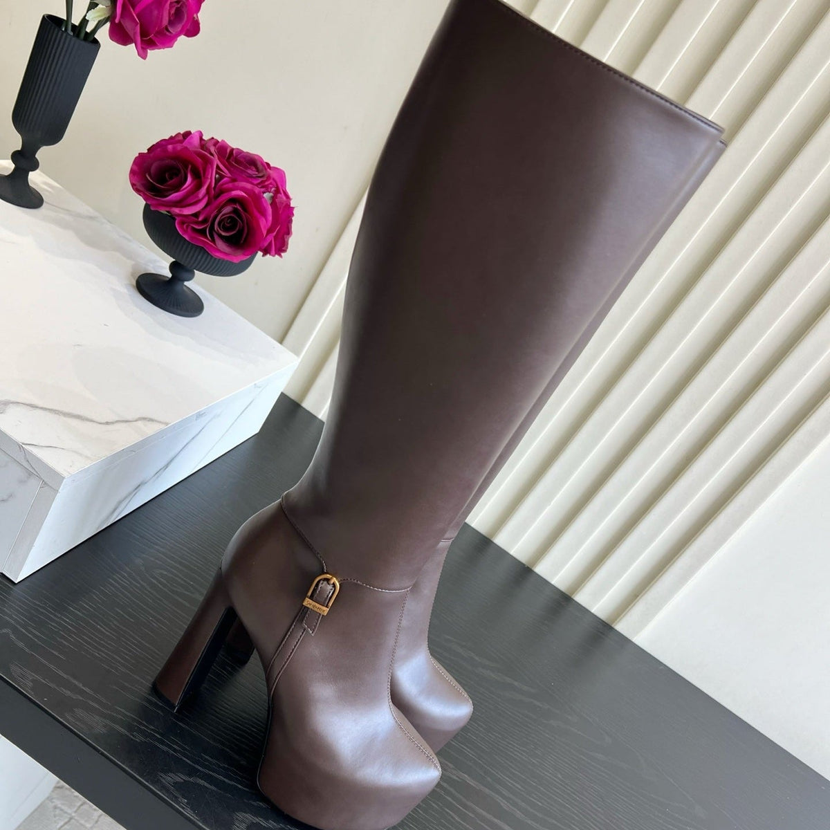 YSL 2026 Nico Platform Boots 130mm Leather 198175
