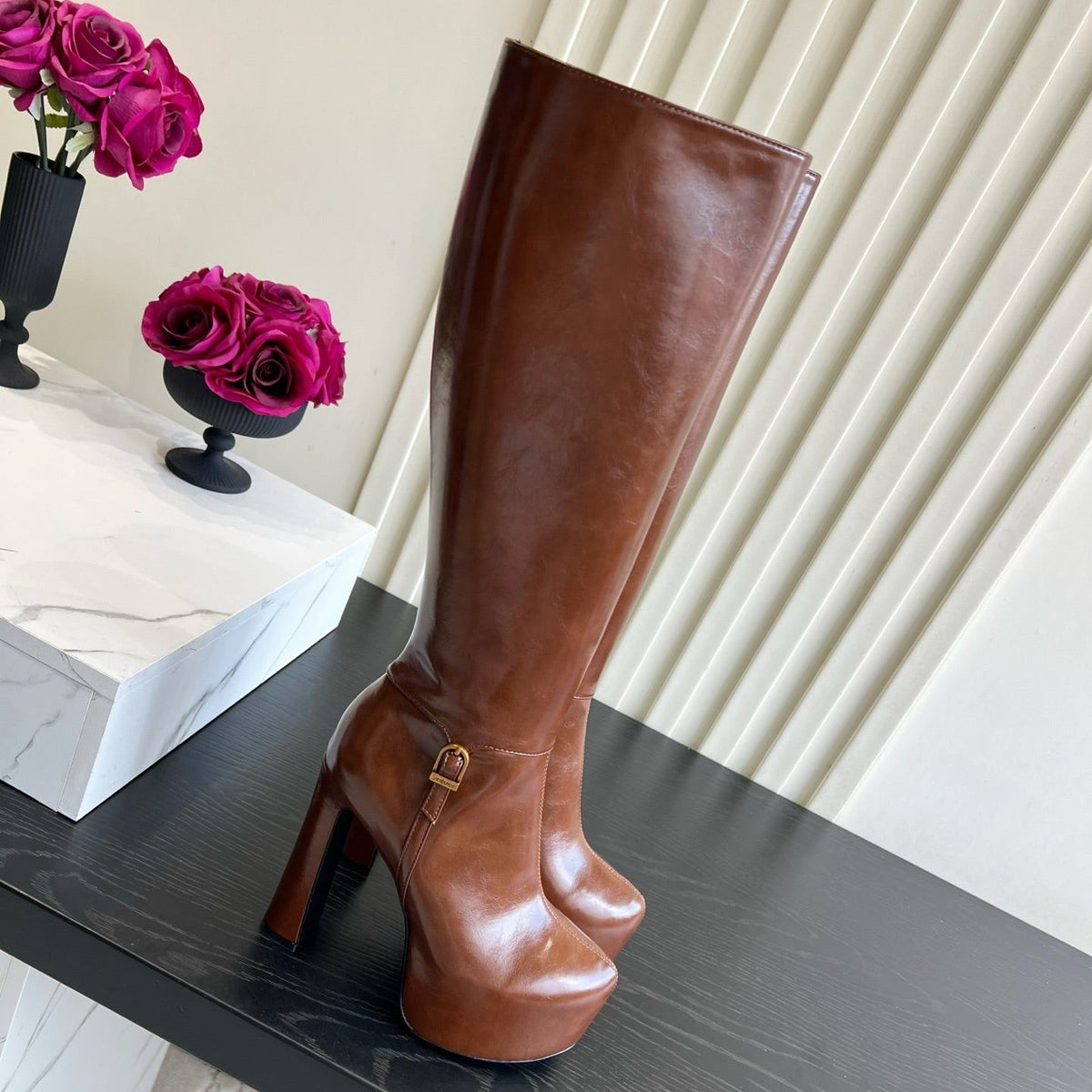 YSL 2026 Nico Platform Boots 130mm Leather 198175