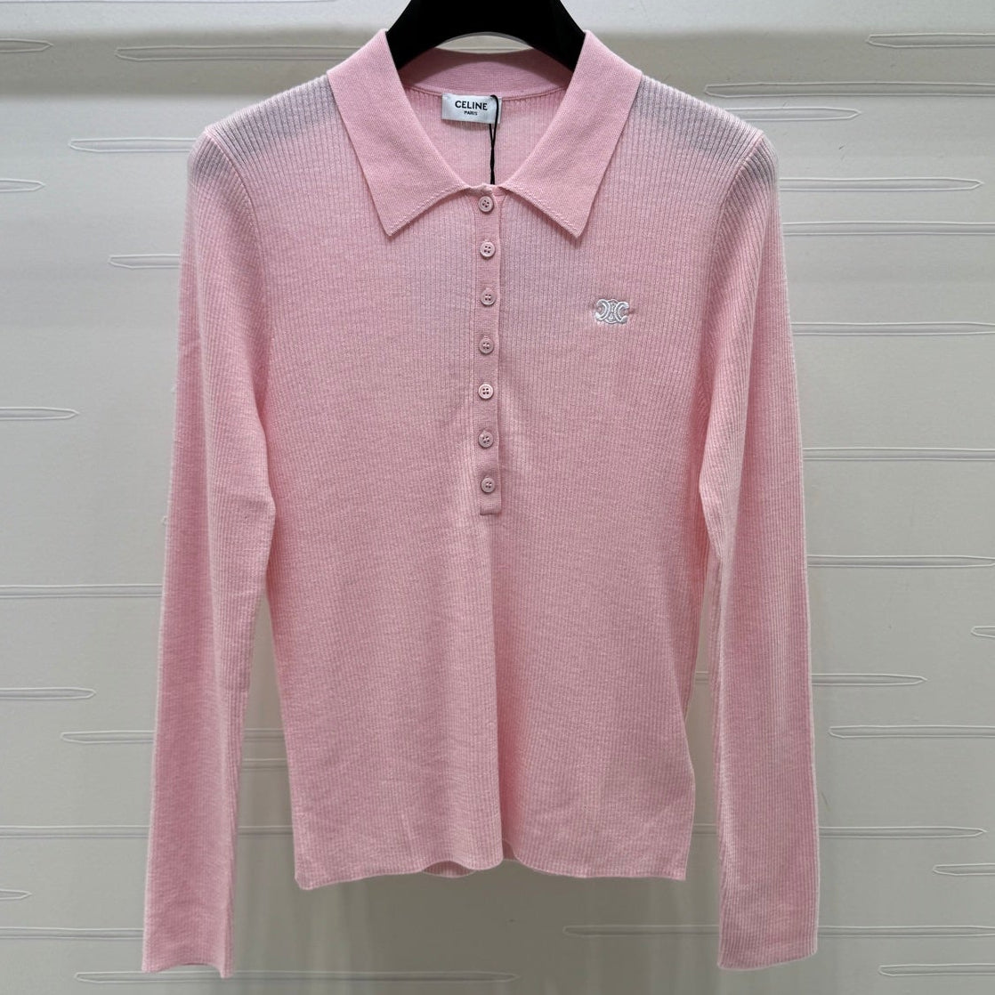 Celine 2026 Long-Sleeve Polo Shirt Wool 430298