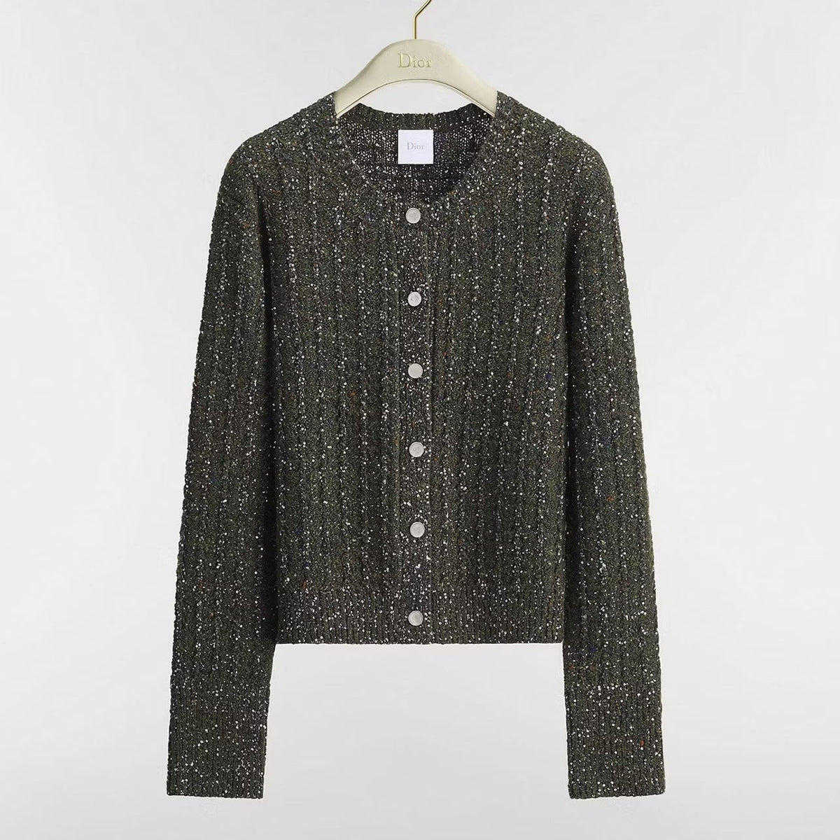 Dior 2026 Cardigan Moss Green Wool With Sequins 435412