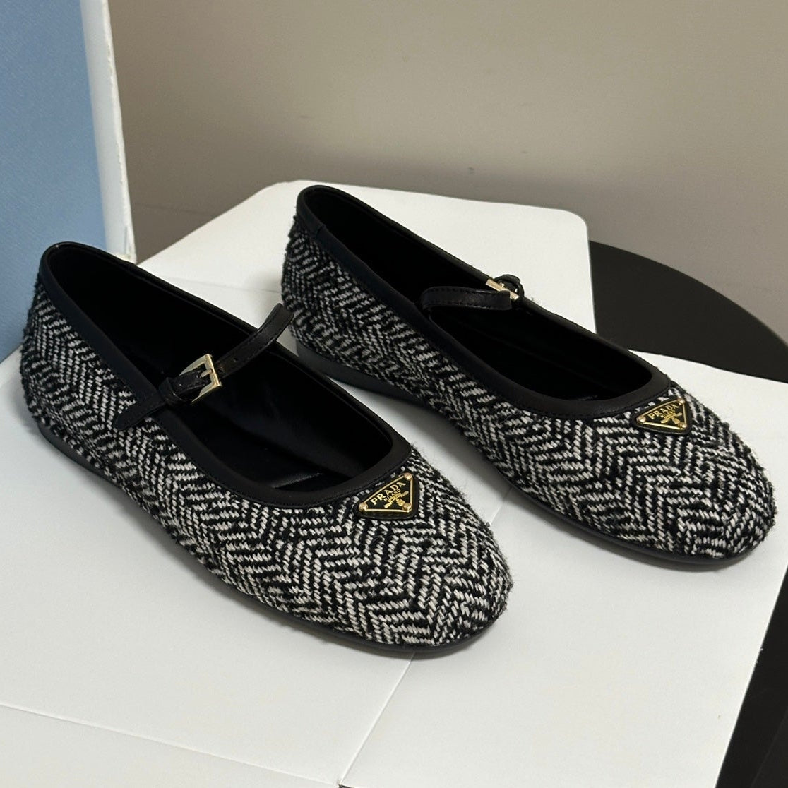 Prada 2026 Chevron Ballet Flats Fabric 151267