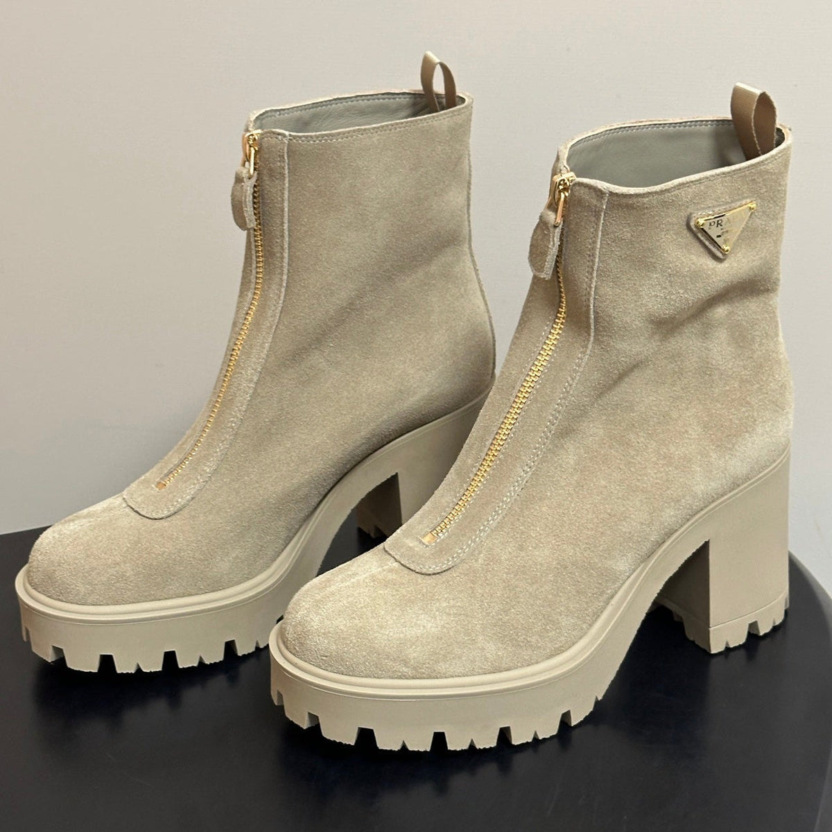 Prada 2026 Zipper Ankle Boots 85mm Suede Leather 151273