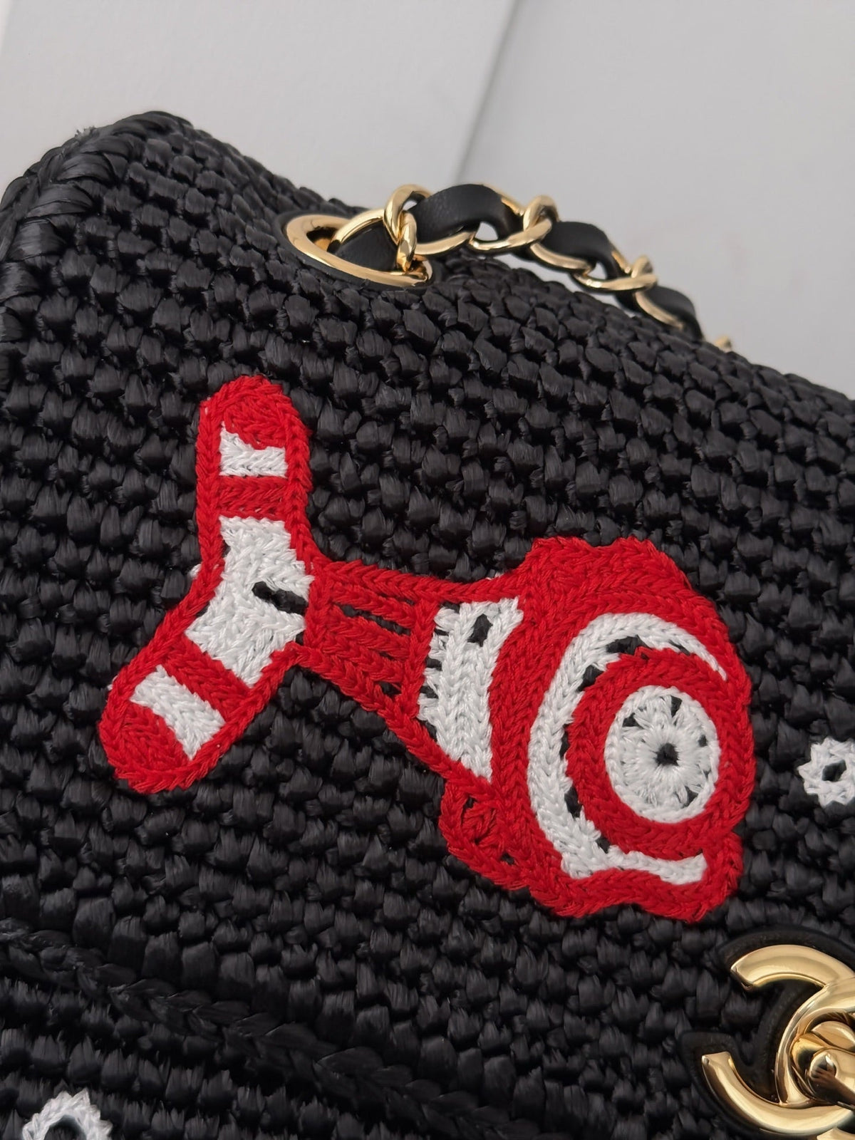 Chanel 2026  Small Cruise Flap Bag 26cm Black Braided Raffia