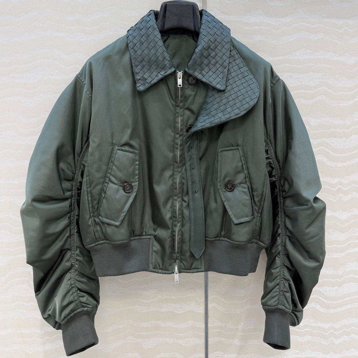 Bottega Veneta 2026 Intrecciato Jacket Cotton Leather 435633