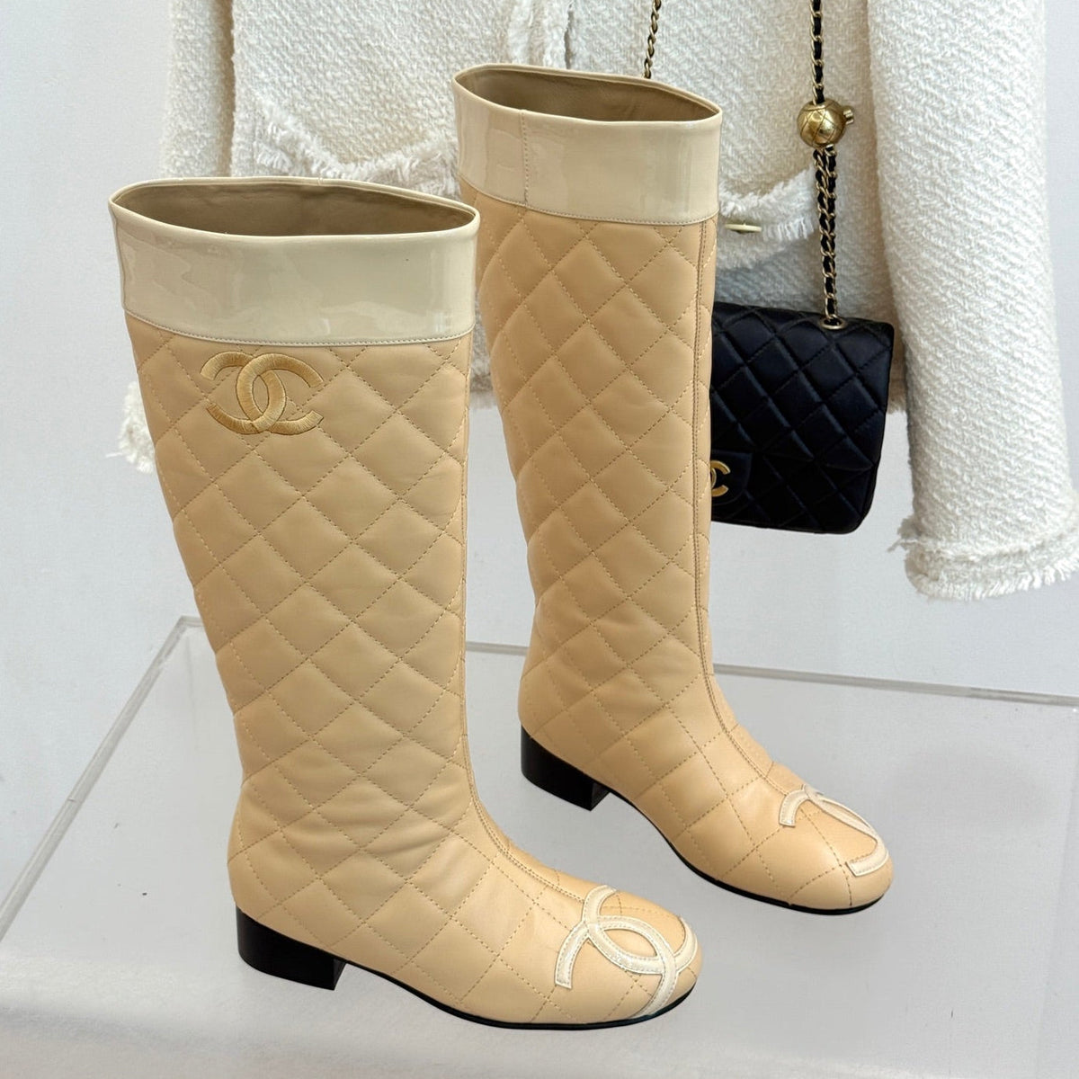 Chanel 2026 Quilted Ligne Cambon Boots Suede Leather 188462