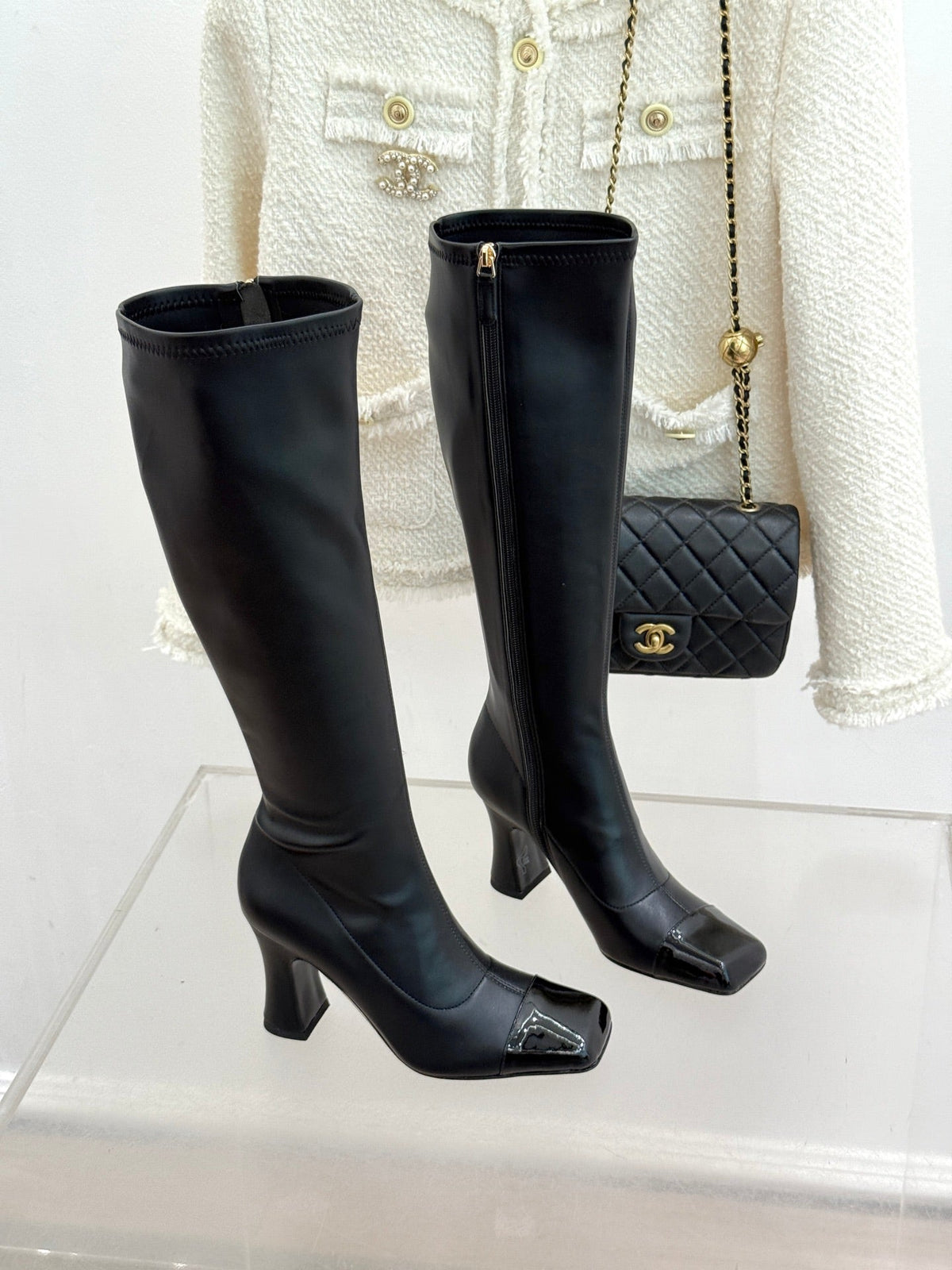 Chanel 2026 Two-Tone Boots 85mm Suede Leather 188517