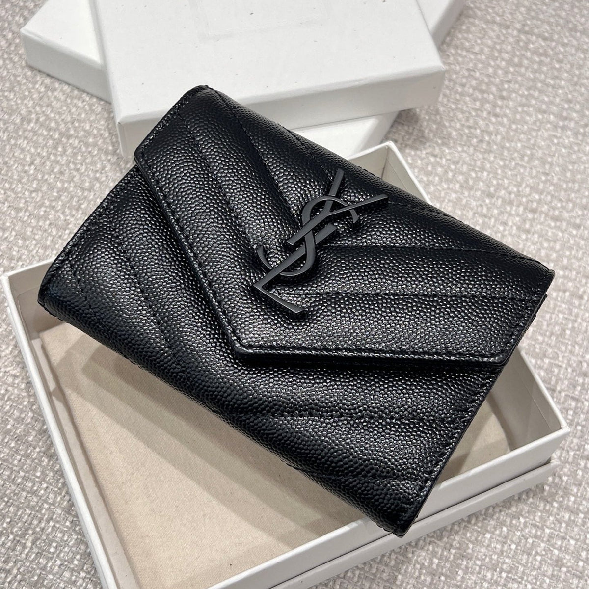 YSL 2026 Cassandre Matelassé Envelope Wallet 13cm Calfskin