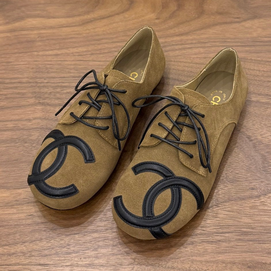 Chanel 2026 Cambon Lace Up Loafers Suede Leather 173172