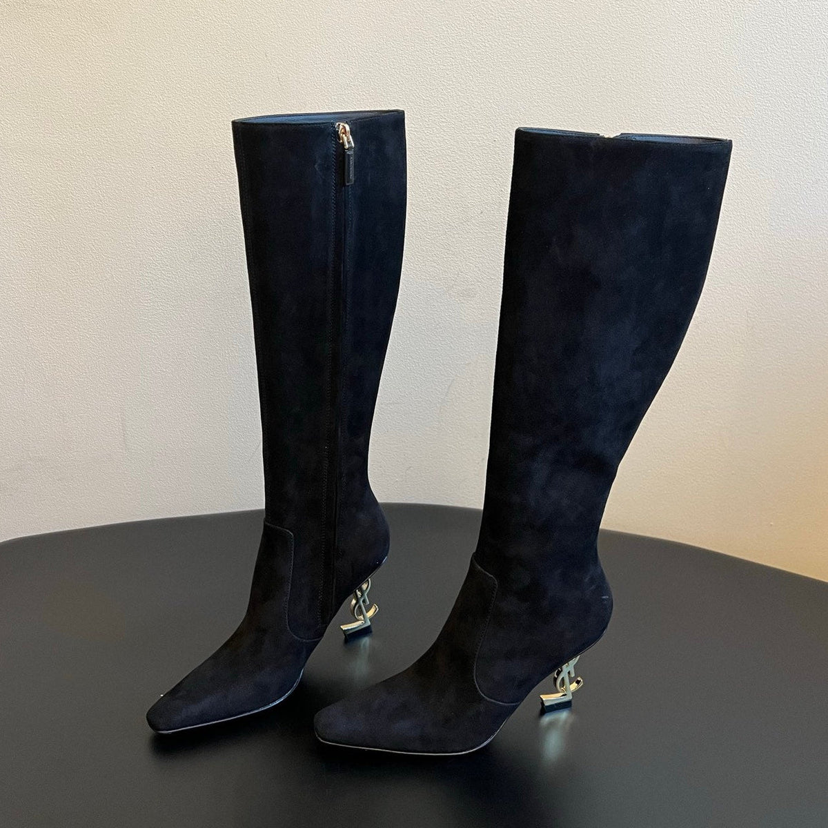 YSL 2026 Pointed Toe Boots 90mm Suede Leather 203455
