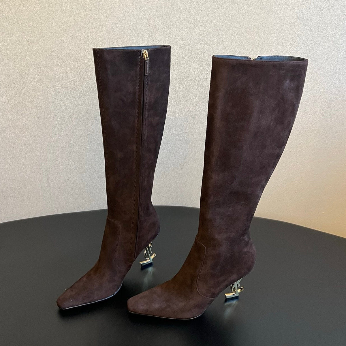 YSL 2026 Pointed Toe Boots 90mm Suede Leather 203455