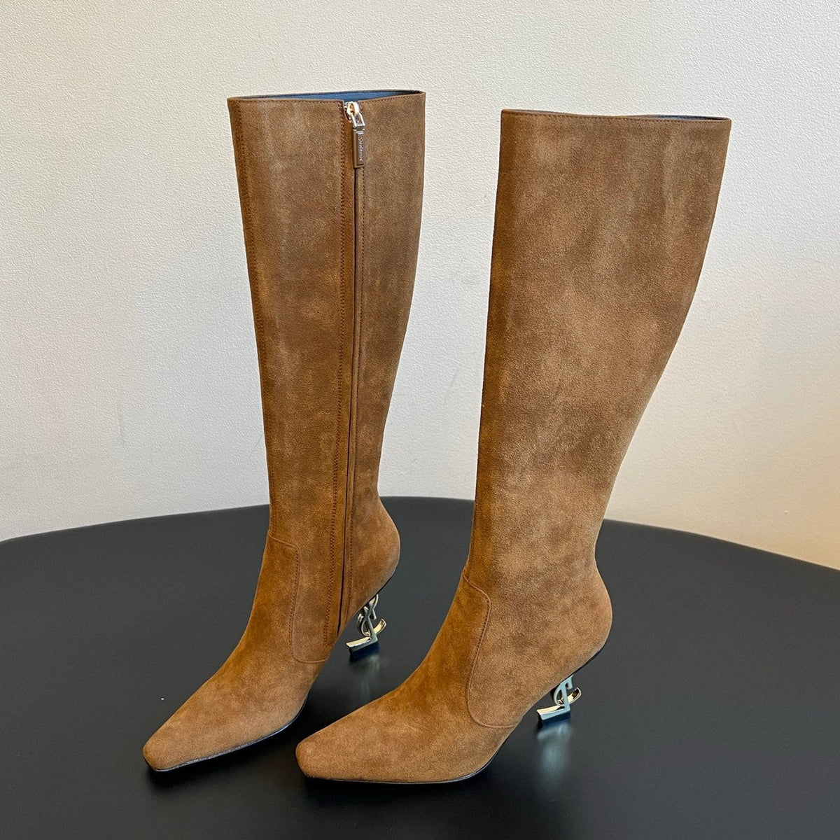 YSL 2026 Pointed Toe Boots 90mm Suede Leather 203455