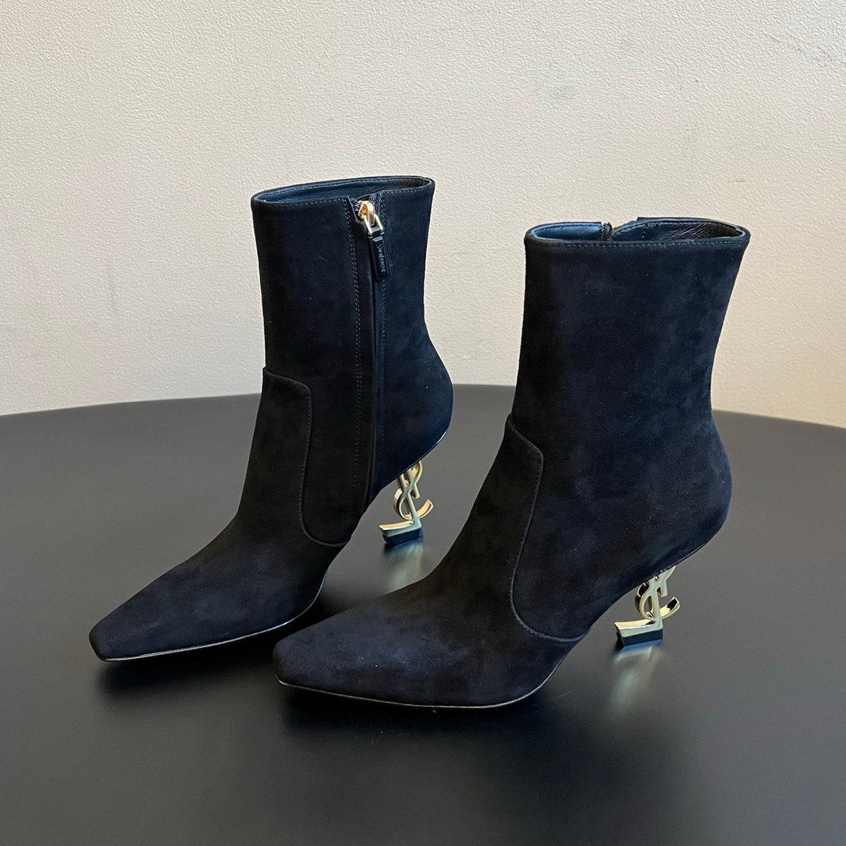 YSL 2026 Pointed Toe Boots 90mm Suede Leather 203455