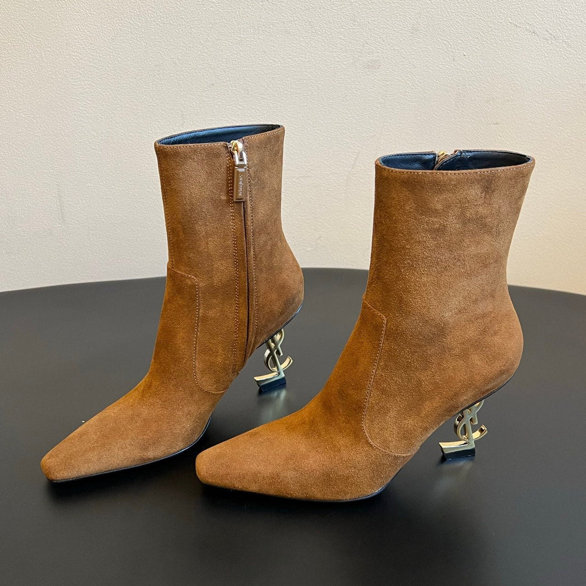 YSL 2026 Pointed Toe Boots 90mm Suede Leather 203455