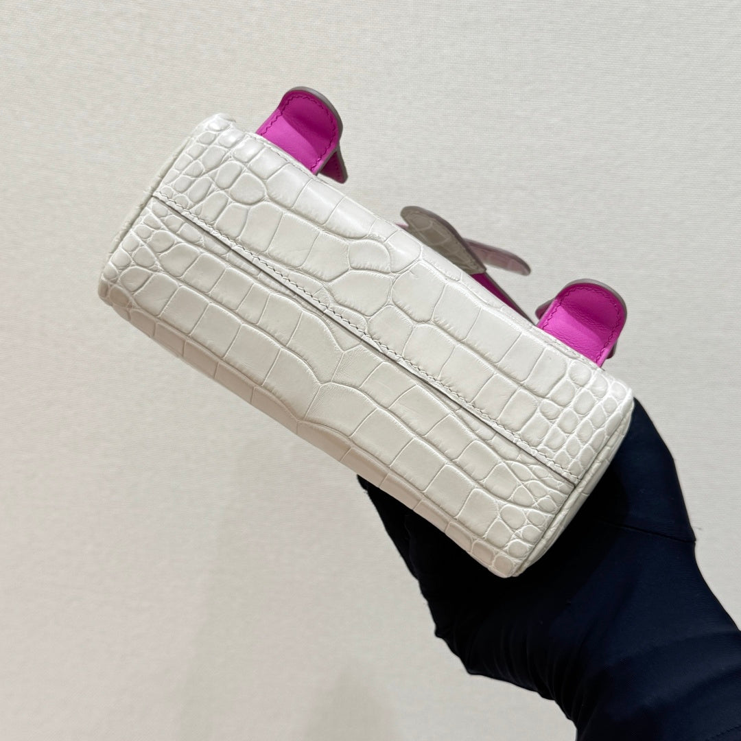 High-end Hermes 2026 Kelly Doll Picto Bag 16cm Crocodile Leather