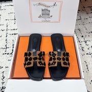 HM 26ss Oran Sandals Black Brown Cowhide 617185