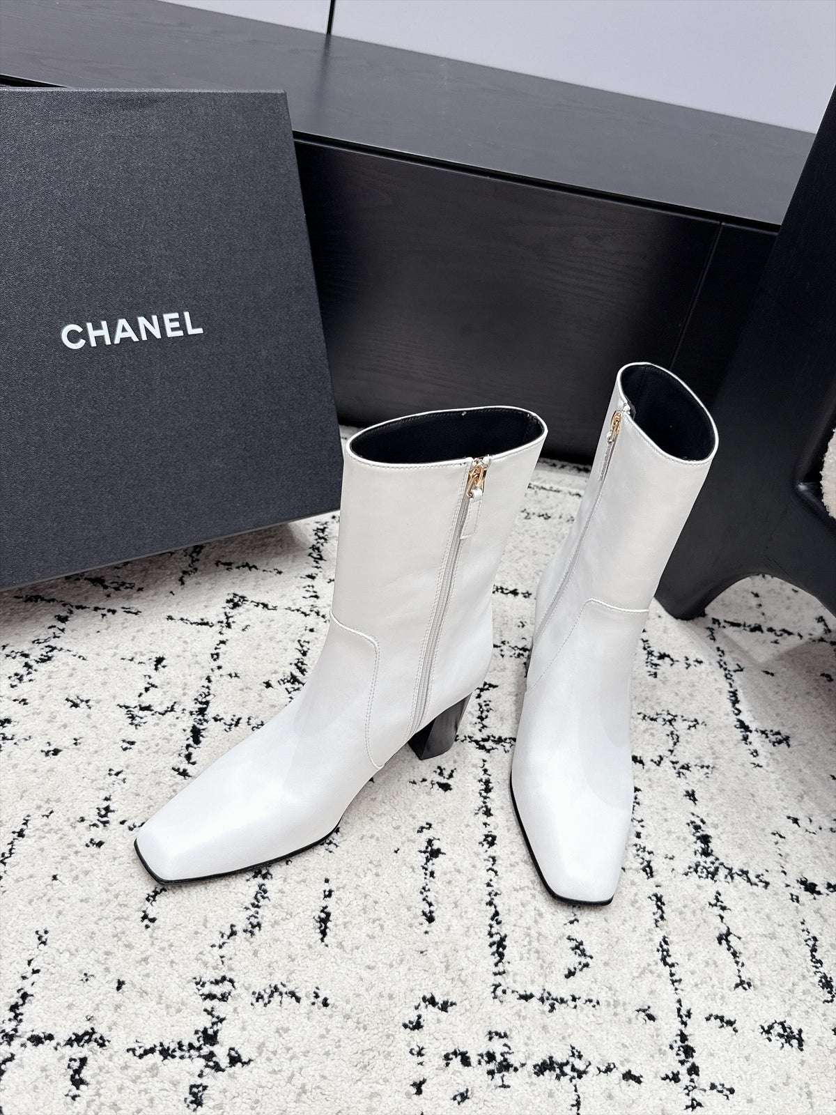 Chanel 2026 Square Toe Ankle Boots 75mm Leather 194410