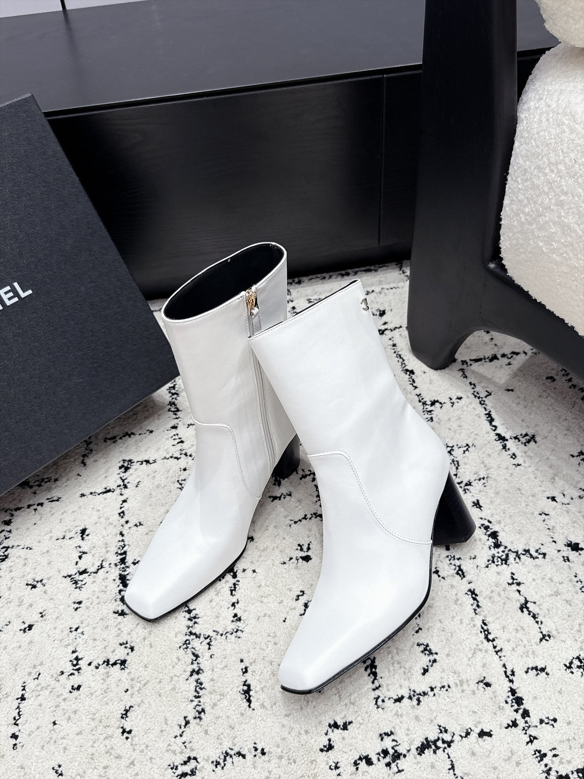 Chanel 2026 Square Toe Ankle Boots 75mm Leather 194410