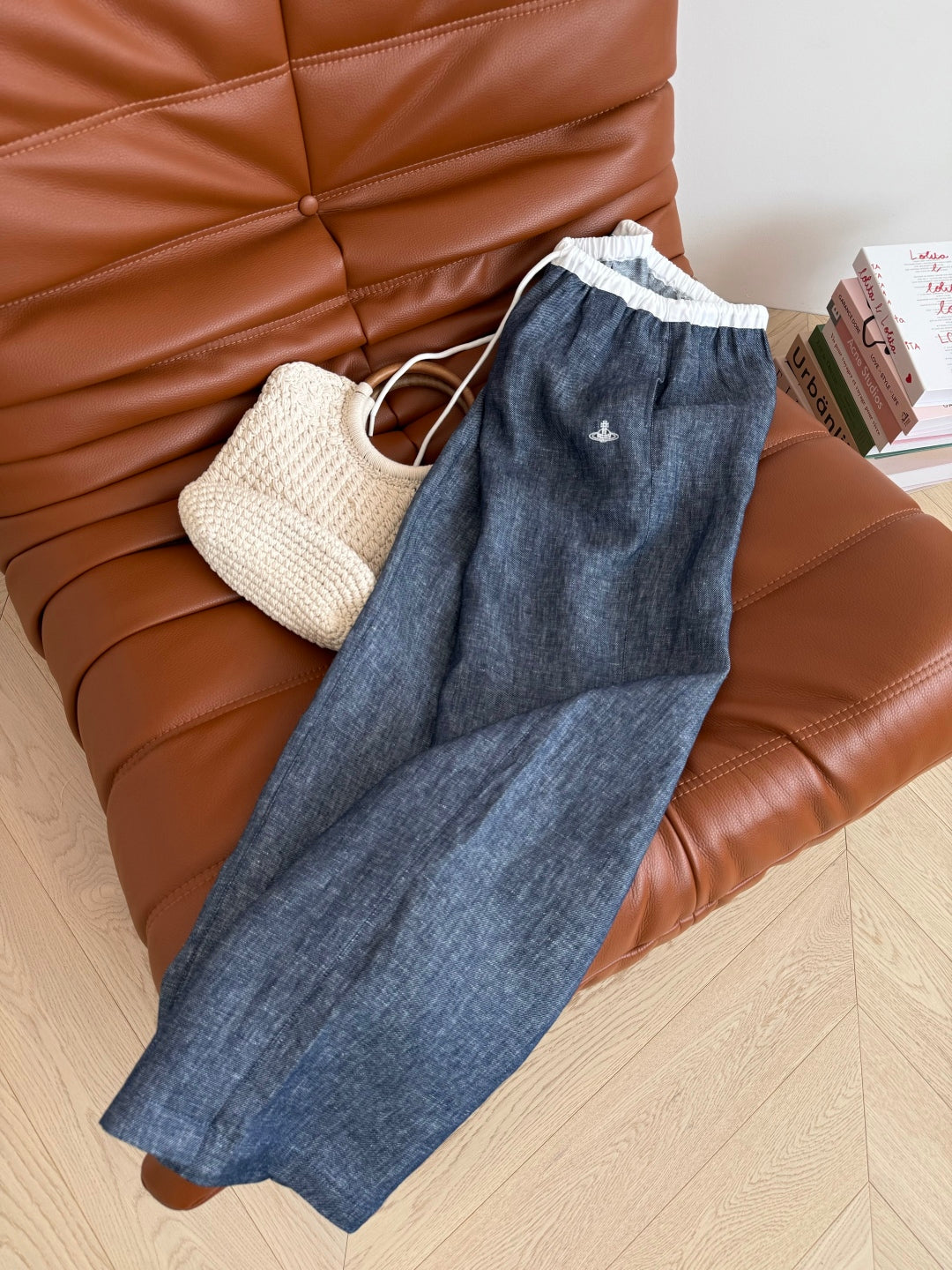 CD 25 Pants Blue White Linen