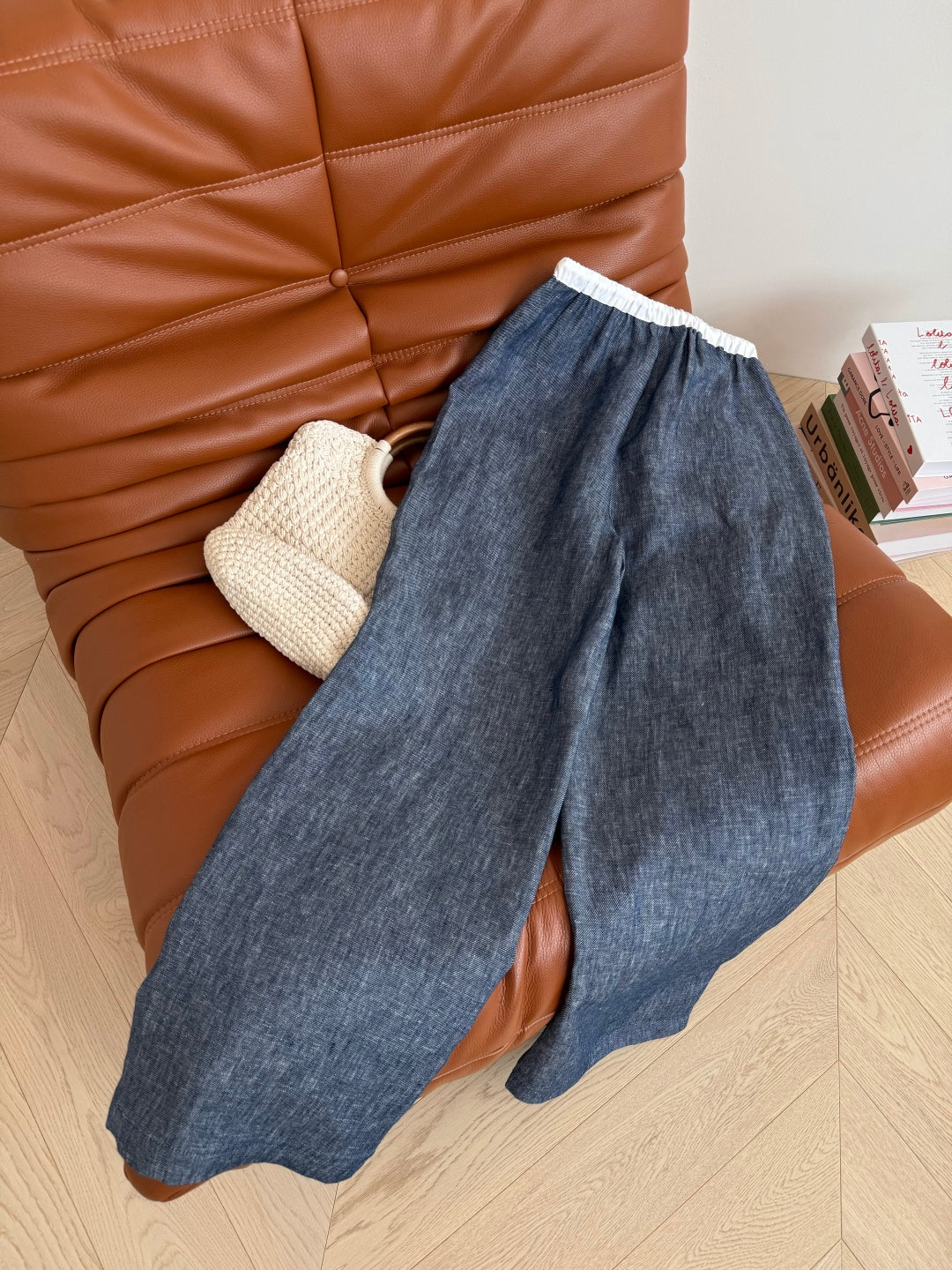 CD 25 Pants Blue White Linen