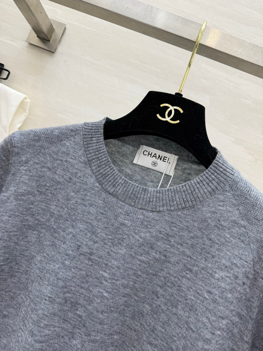 Chanel 2026 Knit Short-Sleeve Shirt Grey Wool 265009
