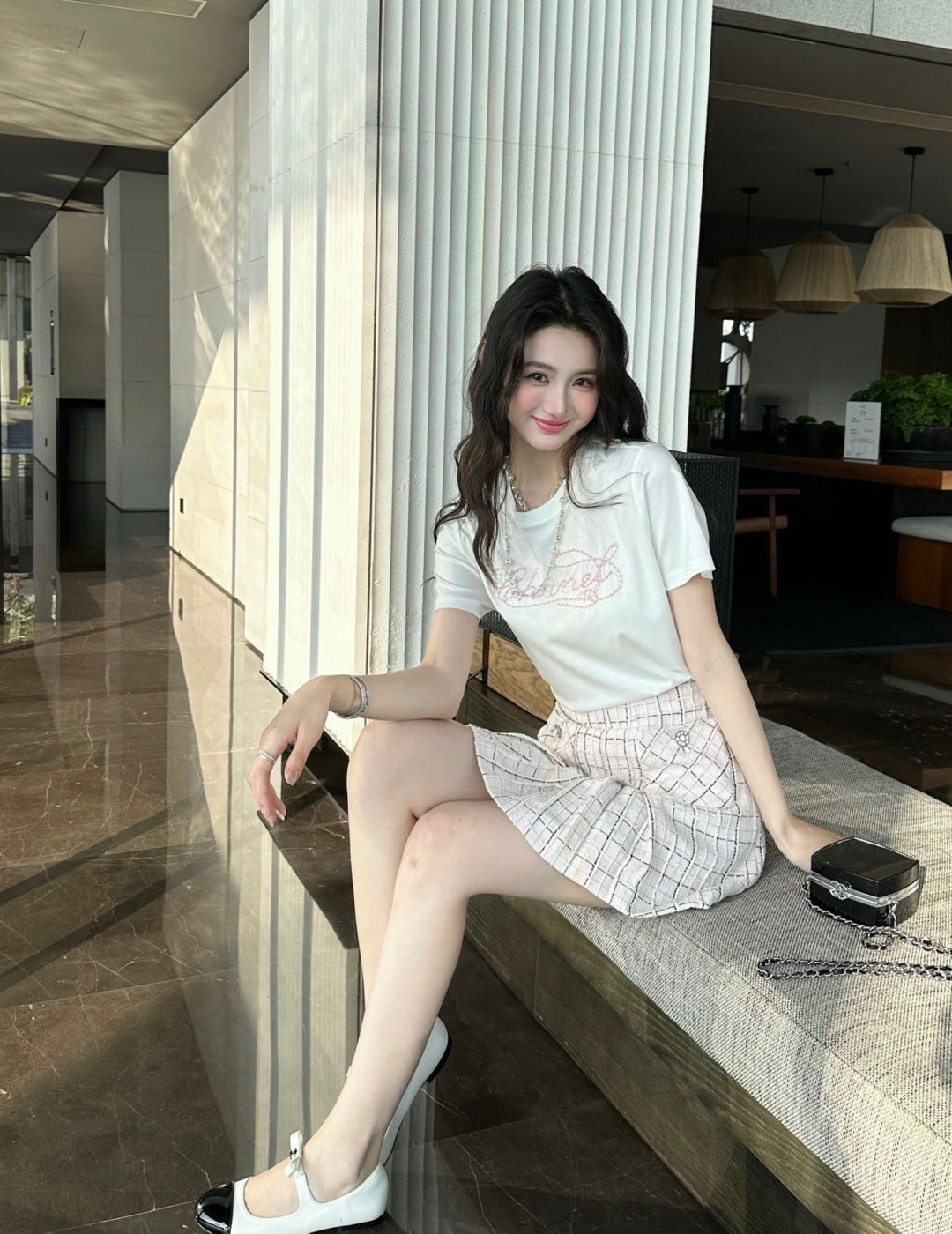Chanel 2026 Pink and White Embroidered Chanel-Style T-Shirt Cotton 377543
