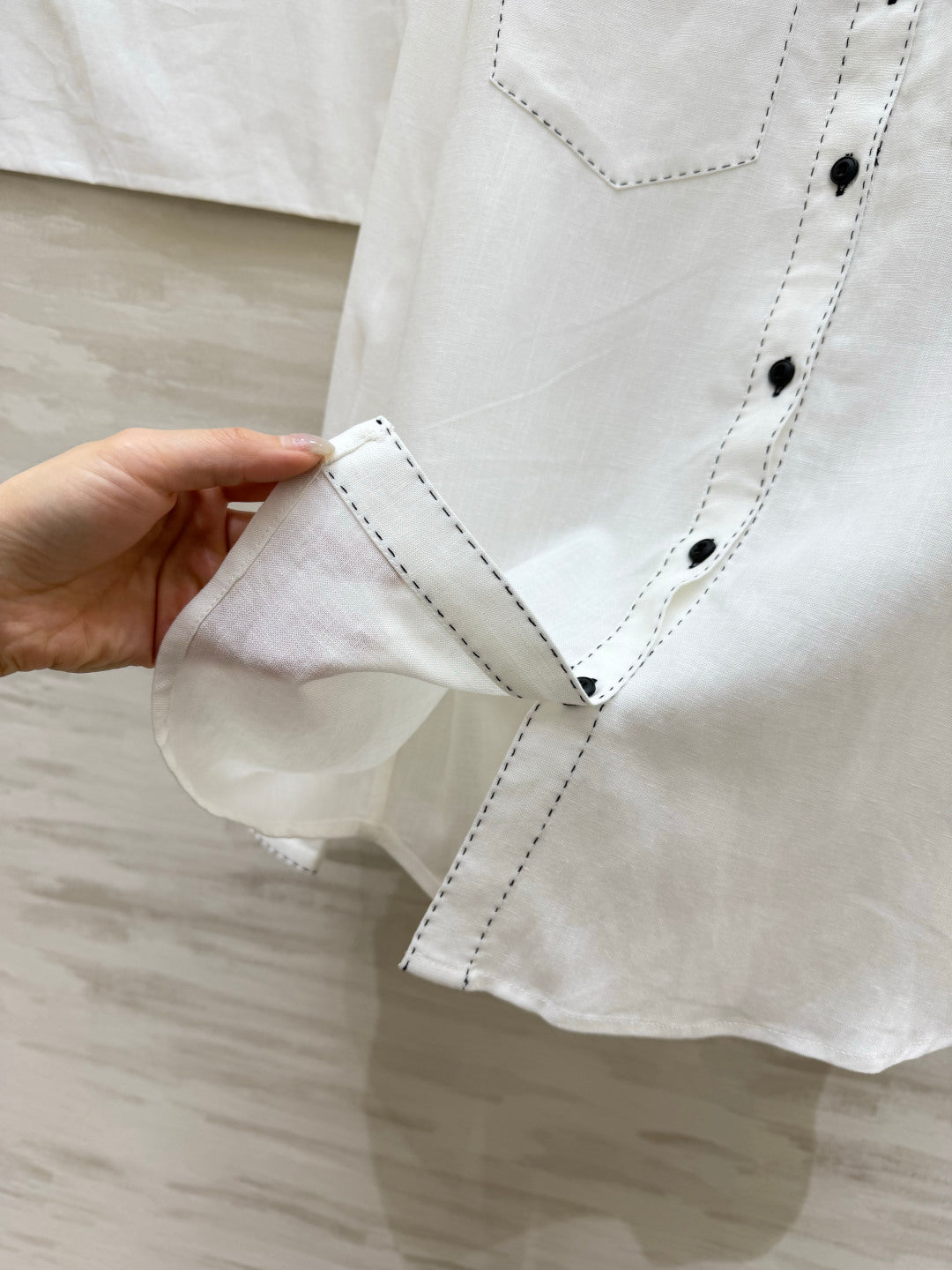 Chanel 2026 Black Logo And Button Shirt White Cotton 391171