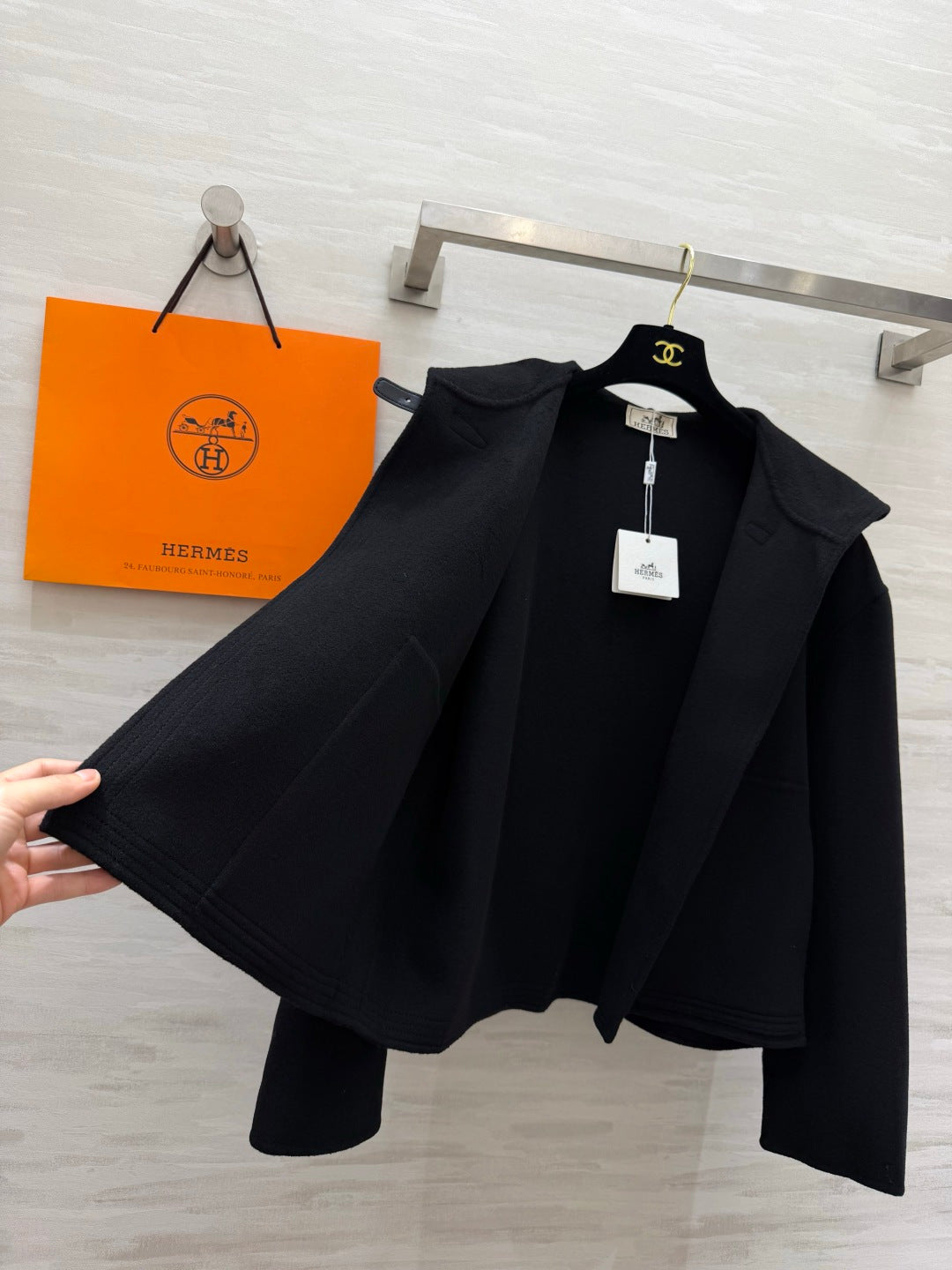 Hermes 2026 Hooded Short Coat Wool 413965