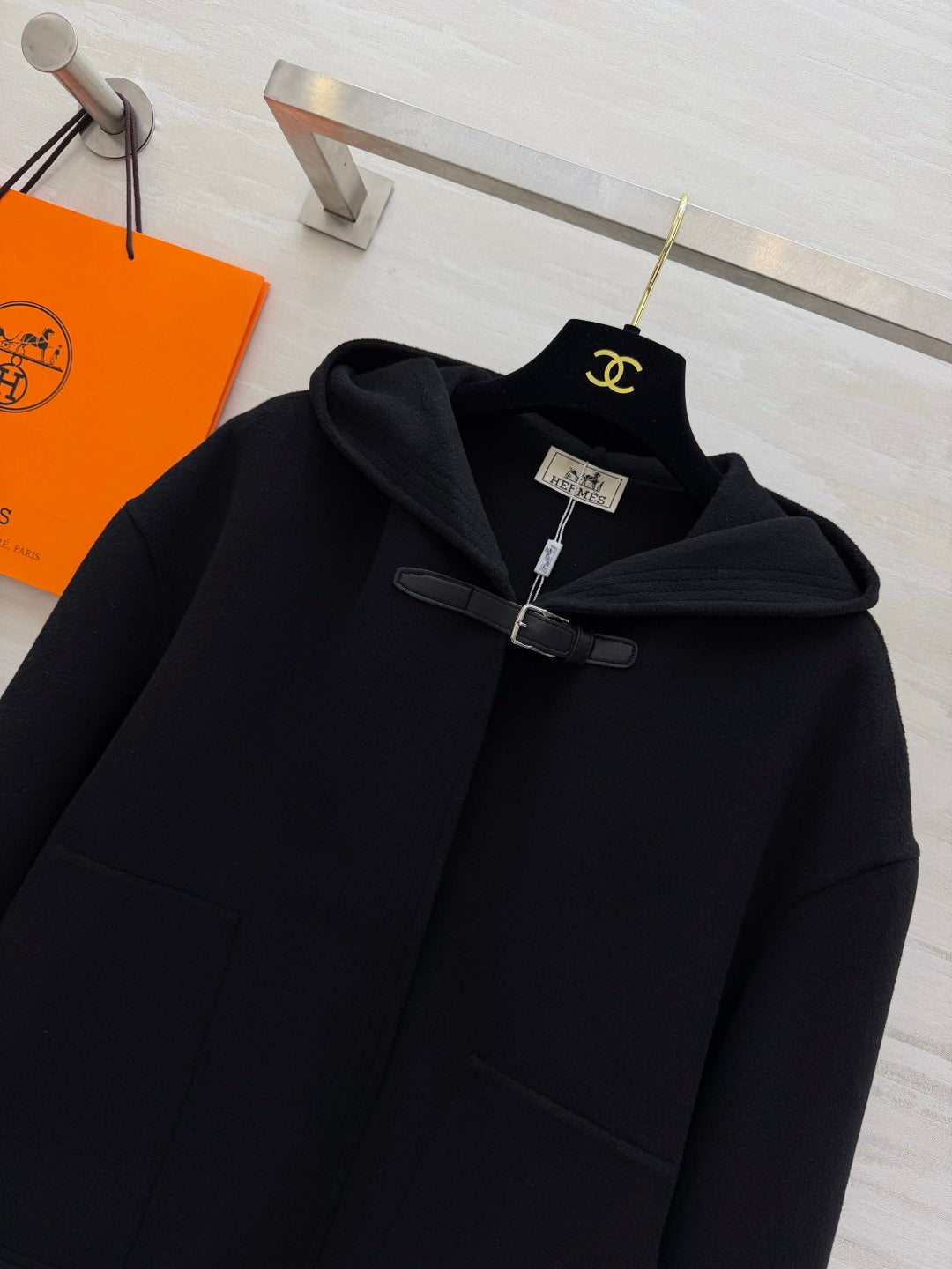 Hermes 2026 Hooded Short Coat Wool 413965