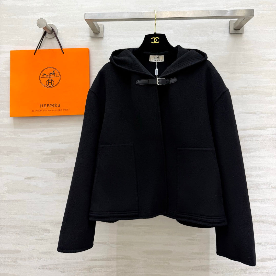 Hermes 2026 Hooded Short Coat Wool 413965