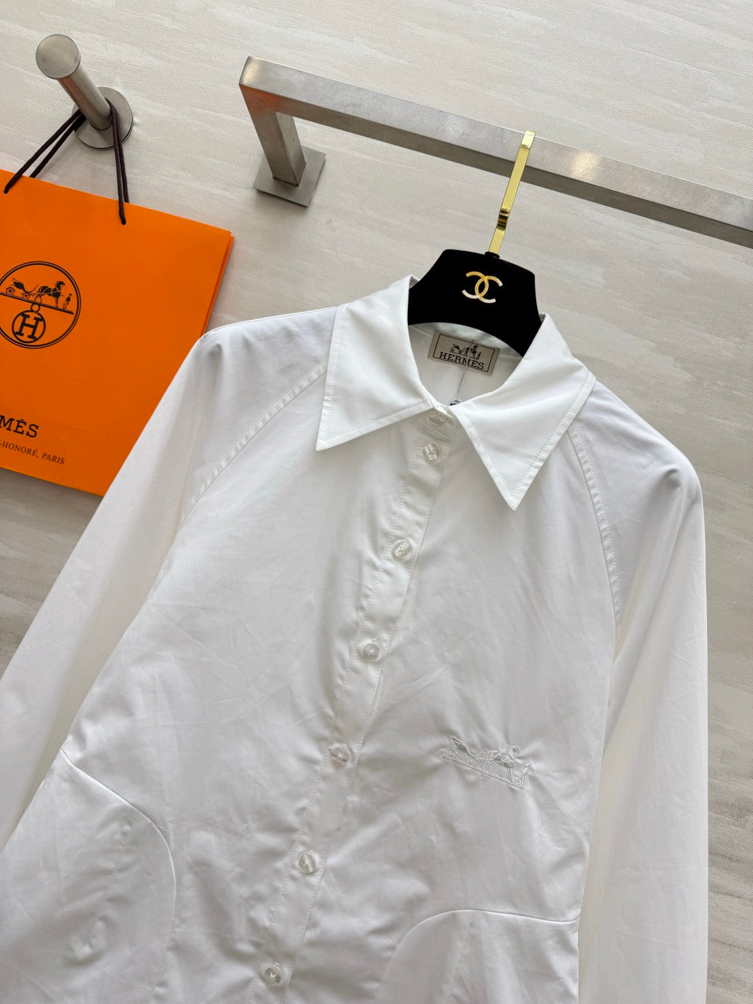 Hermes 2026 Embroidered Shirt White Cotton 416108
