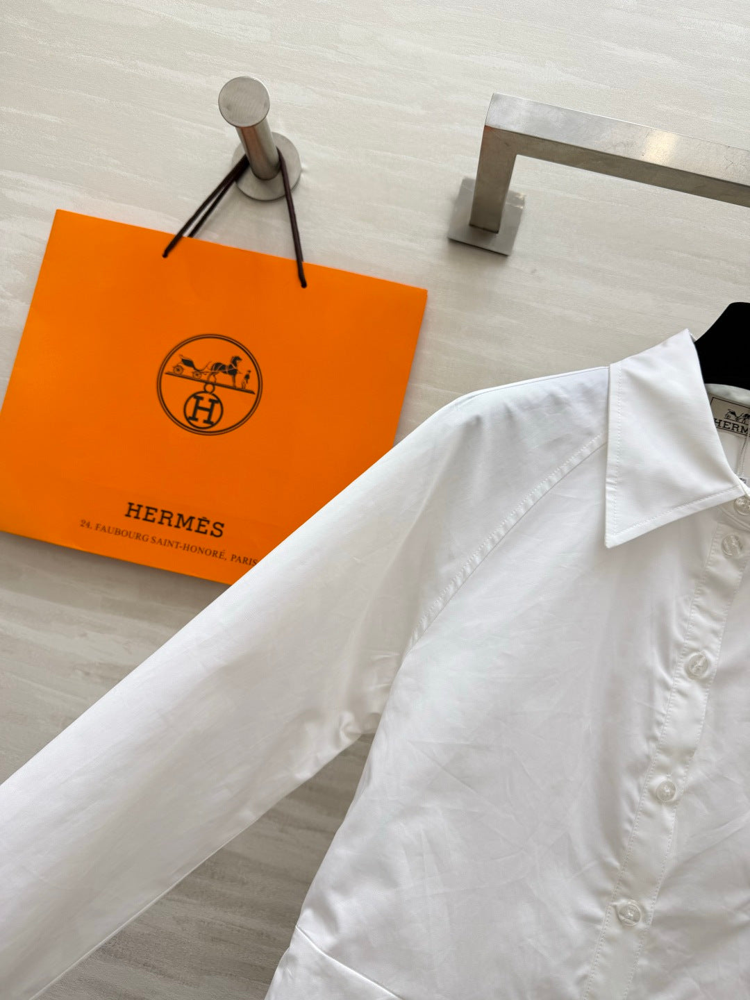 Hermes 2026 Embroidered Shirt White Cotton 416108