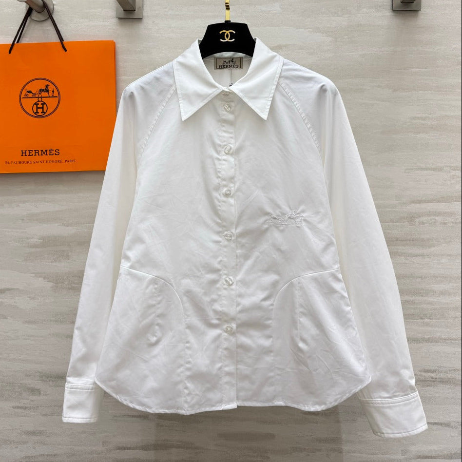Hermes 2026 Embroidered Shirt White Cotton 416108
