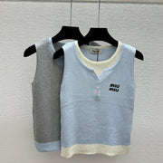 Miumiu 2026 Tank Top Blue and Gray Cotton