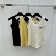 Miumiu 2026 Vest Black White Yellow Linen