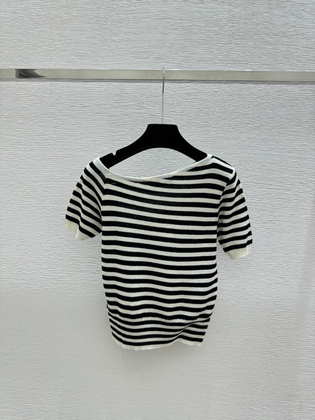 Miumiu 2026 Striped Knit Short-Sleeve Blue and Black Wool Polyester 132745