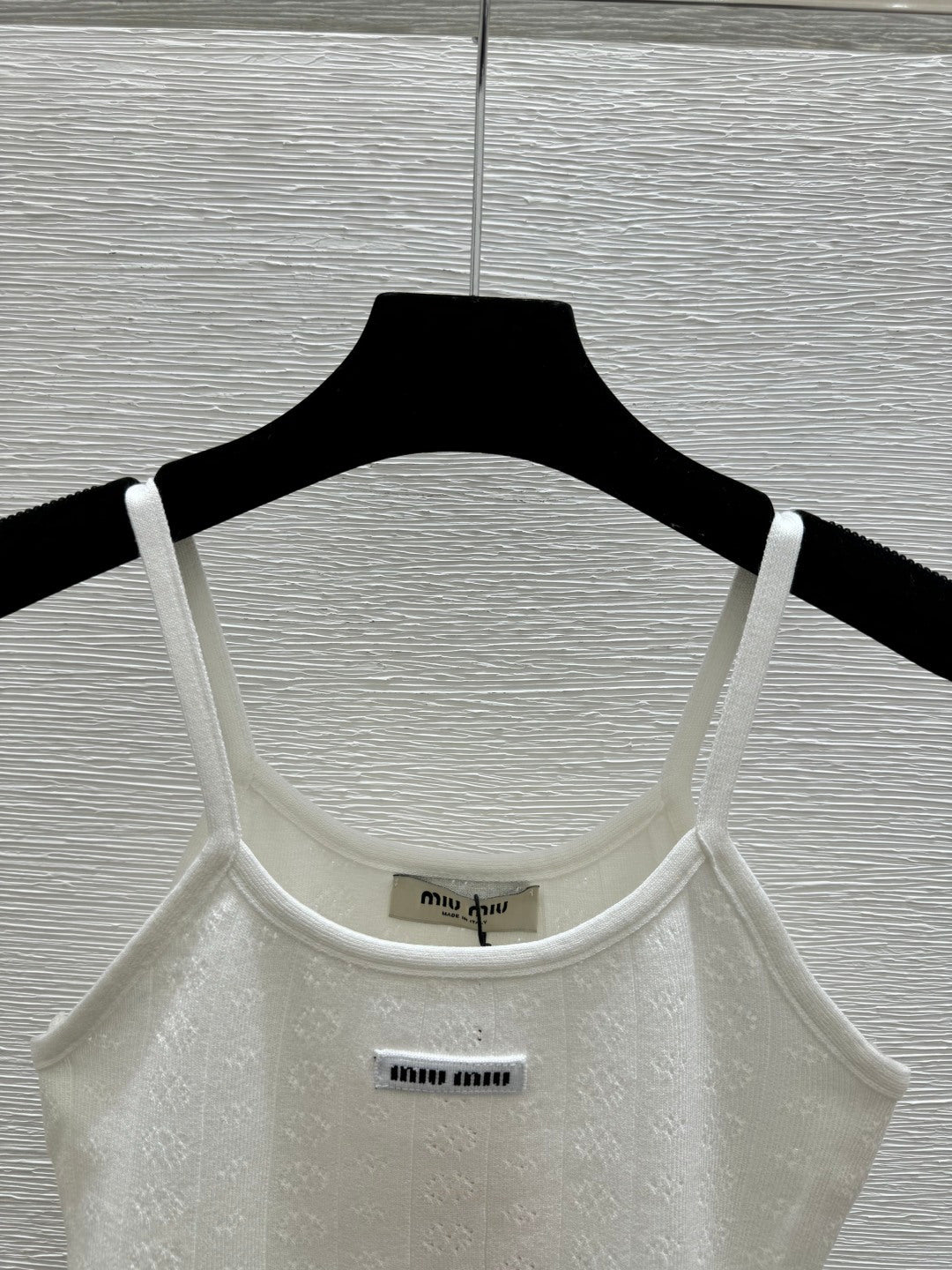 Miumiu 2026 Knitted Camisole White and Pink Tencel Cotton 136085