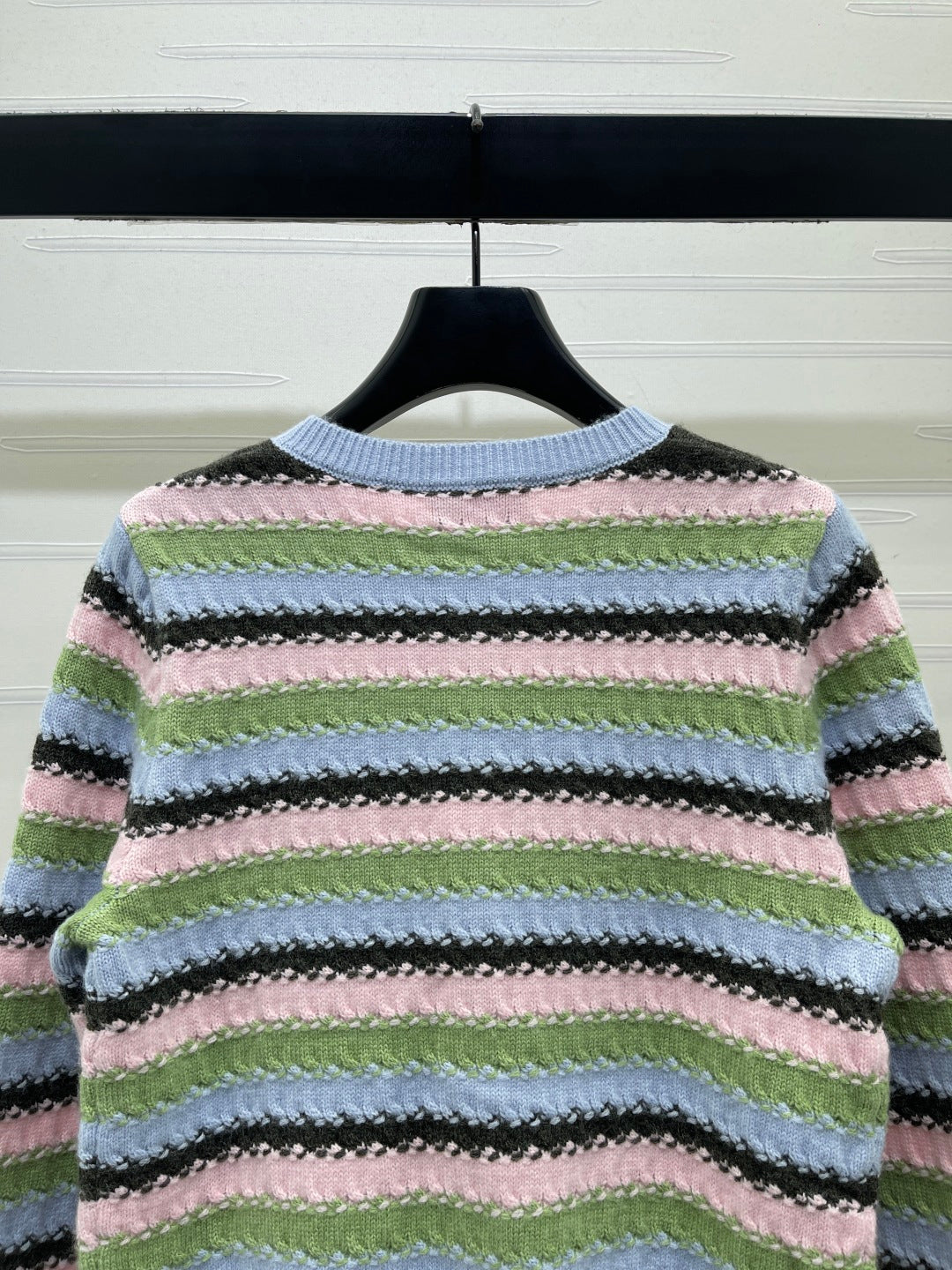 Chanel 2026 Striped Cardigan Blue Pink Green Wool 417669