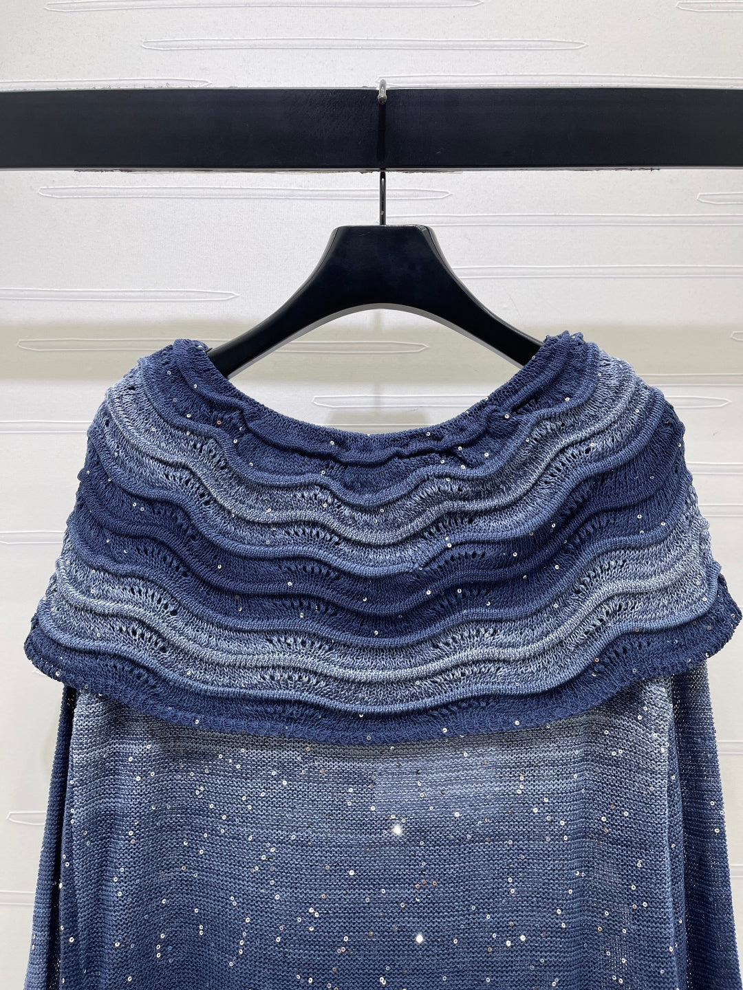 Chanel 2026 Off The Shoulder Long Sleeved Top Blue Viscose Tencel 773800