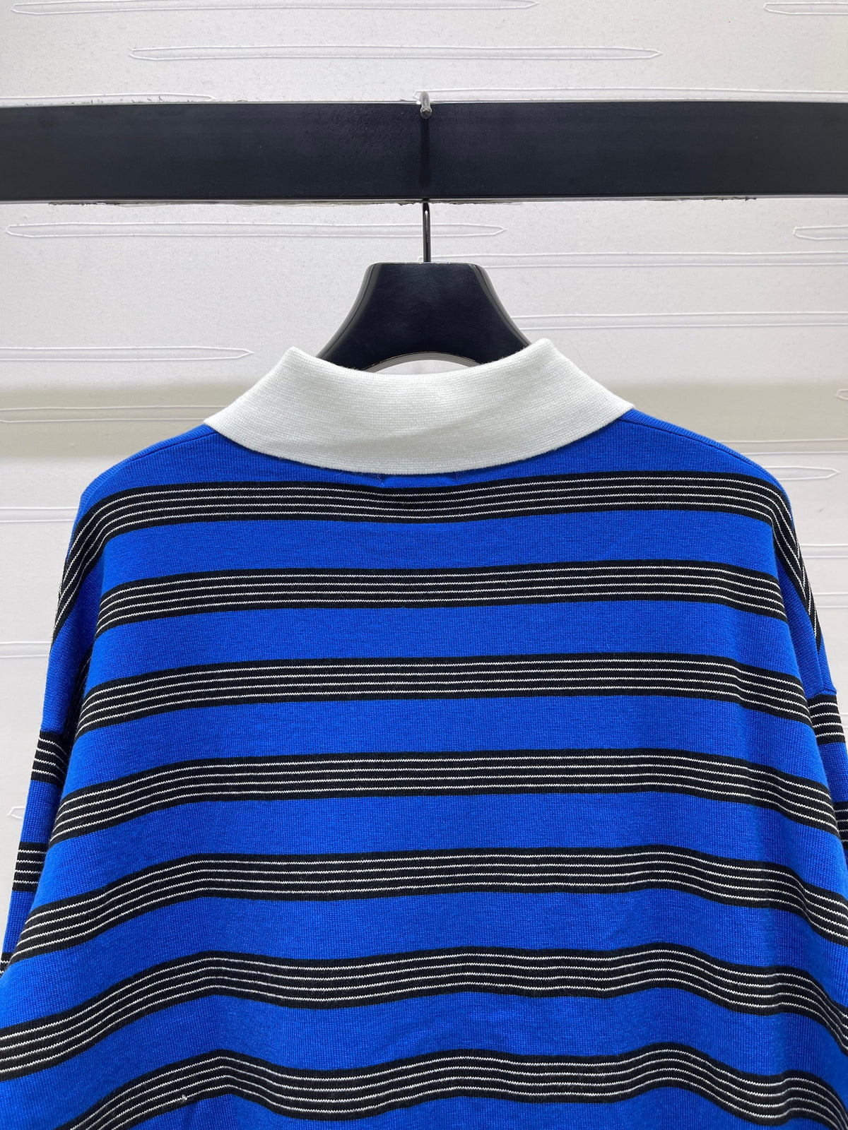 Celine 2026 Long-Sleeved Blue Striped Polo Shirt Cotton 430338