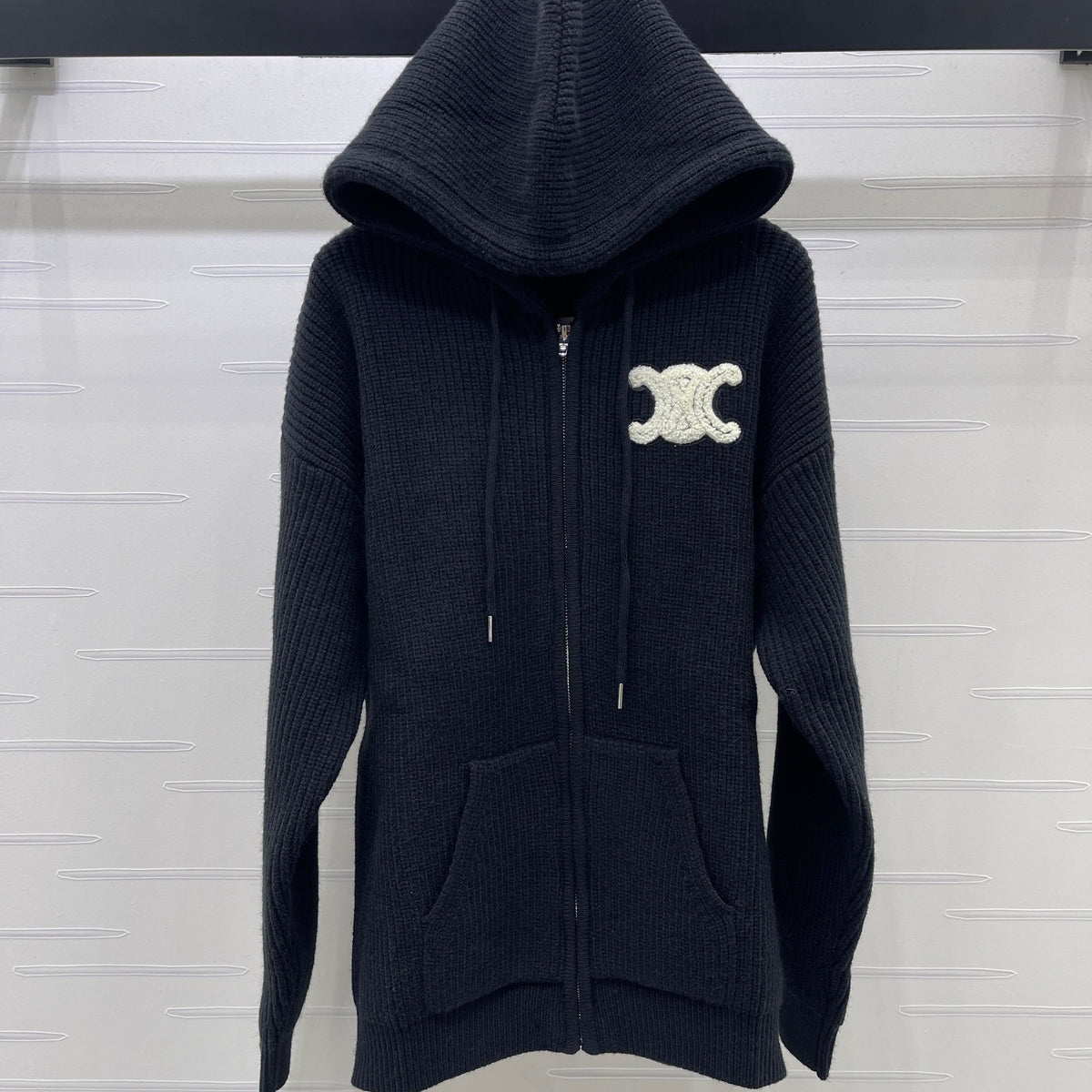 Celine 2026 Hooded Cardigan Ribbed Wool 430322